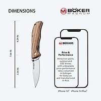 Magnum 01EL605 Backpacker Pocket Knife with 2-2/3 in. Straight Edge Blade, Wooden