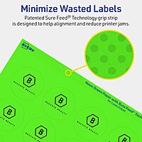 Avery Printable Round Labels, Sure Feed Technology, 1-2/3" Diameter, Neon Green Labels, Print-to-The-Edge