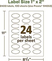 AVERY EcoFriendly Matte White Recycled Oval Labels, 1" x 2", Print-to-The-Edge, Permanent Adhesive, Laser/Inkjet Printable