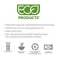 Eco-Products EcoLid Food Container Lids, Fits 12-32 oz, 25% Recycled, Off White, Pack of 500