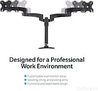 StarTech.com Desk Mount Dual Monitor Arm - Articulating - Supports Monitors 12'' to 24" (29.9lb/13.6kg) - Adjustable VESA Monitor Arm - Grommet or Desk Mount - Black (ARMDUAL)