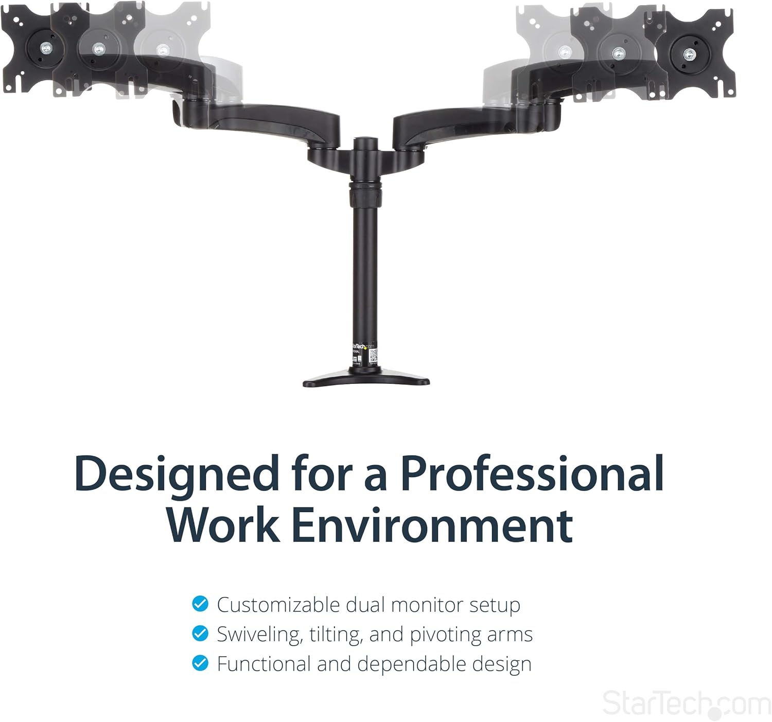 StarTech.com Desk Mount Dual Monitor Arm - Articulating - Supports Monitors 12'' to 24" (29.9lb/13.6kg)