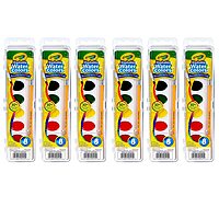 Crayola BIN525-6 Semi-Moist Washable Watercolor Set, 8 Colors Per Set, 6 Sets