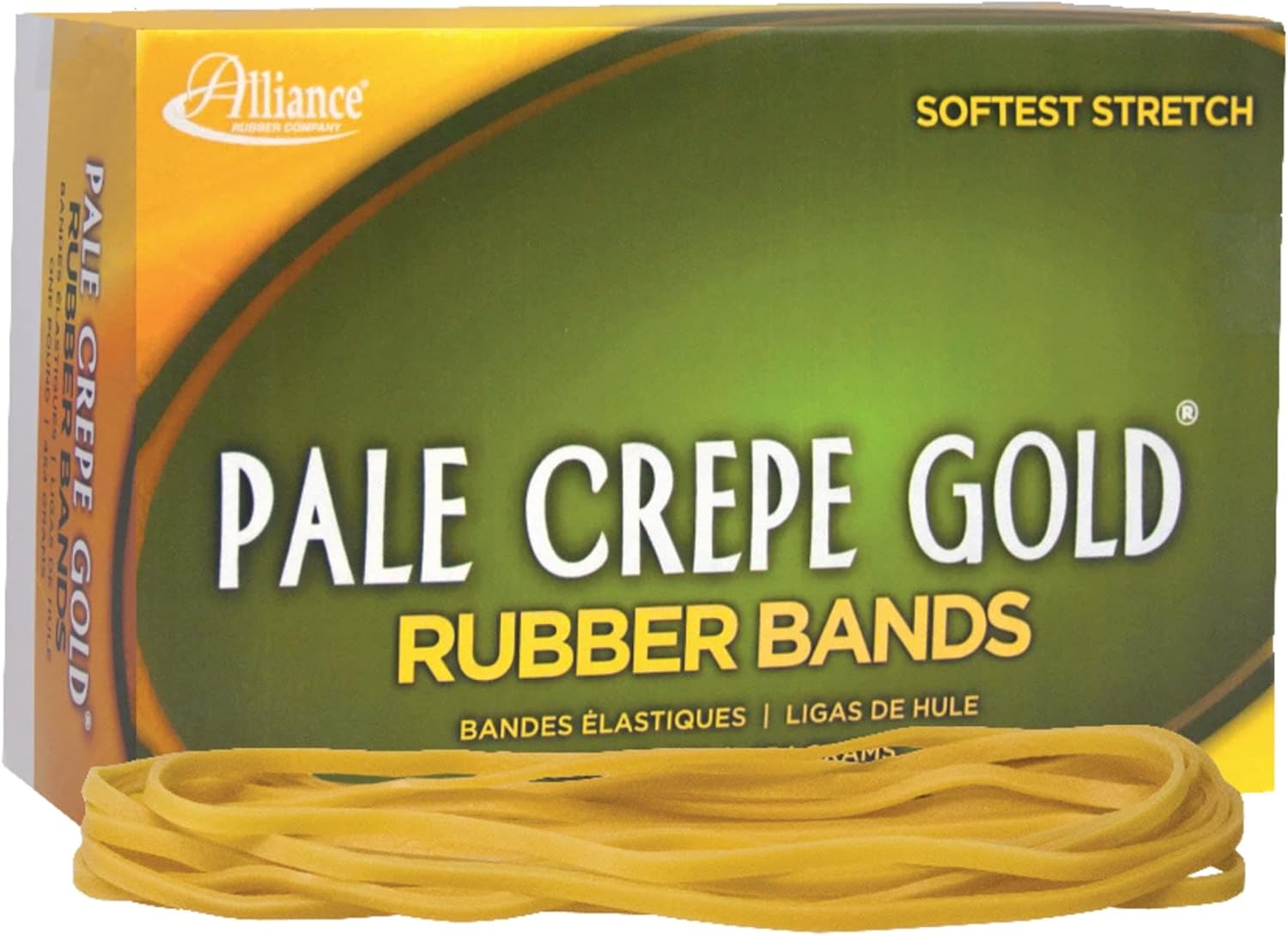 Alliance Rubber 21405 Pale Crepe Gold Rubber Bands Size #117B, 1 lb Box Contains Approx. 300 Bands (7" x 1/8"