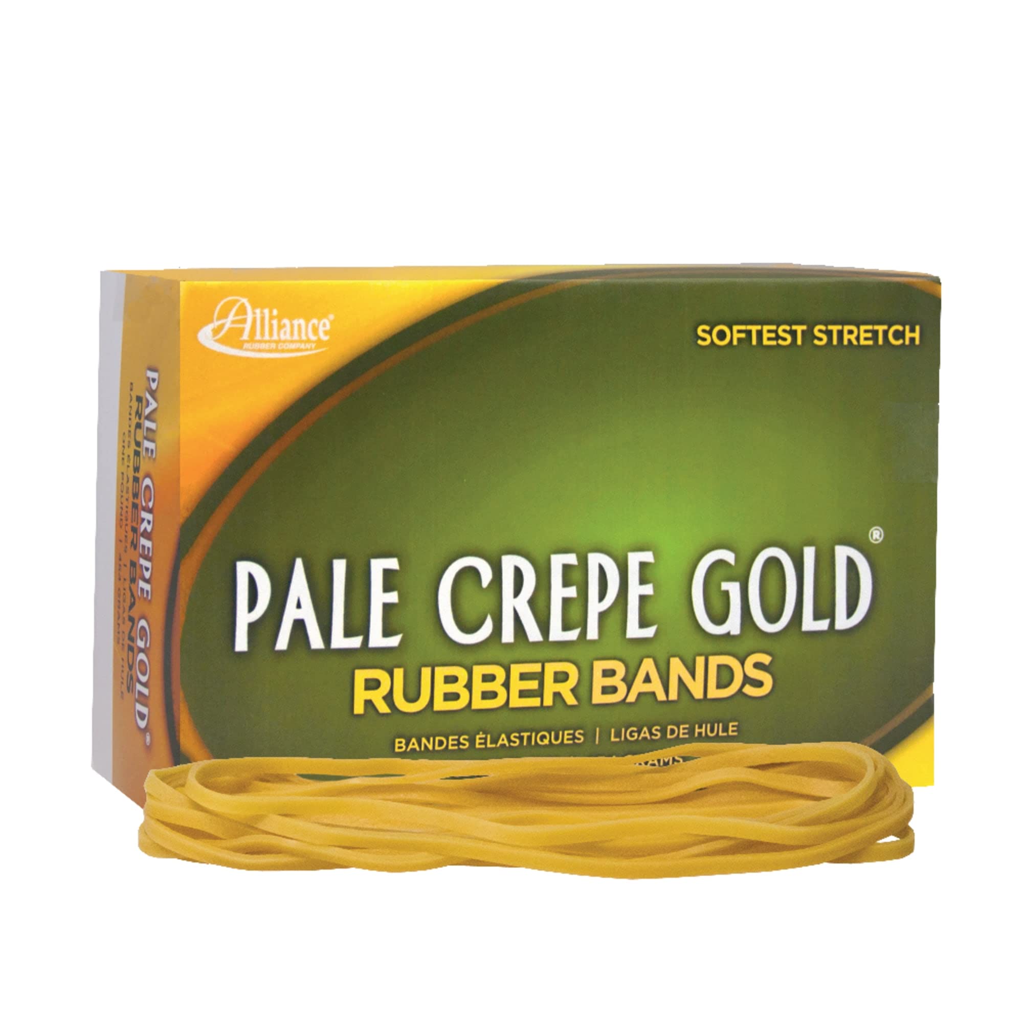 Alliance Rubber 21405 Pale Crepe Gold Rubber Bands Size #117B, 1 lb Box Contains Approx. 300 Bands (7" x 1/8"