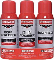 Birchwood Casey 1,2,3 Gun Scrubber, Bore Scrubber & Barricade Value Pack Gun Cleaning Kit, 3 Aerosol Cans, 10 OZ