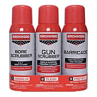 Birchwood Casey 1,2,3 Gun Scrubber, Bore Scrubber & Barricade Value Pack Gun Cleaning Kit, 3 Aerosol Cans, 10 OZ