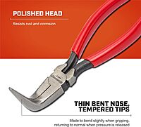 Crescent 8886CVN 6" Curved Needle Nose Solid Joint Pliers, Cushion Grip