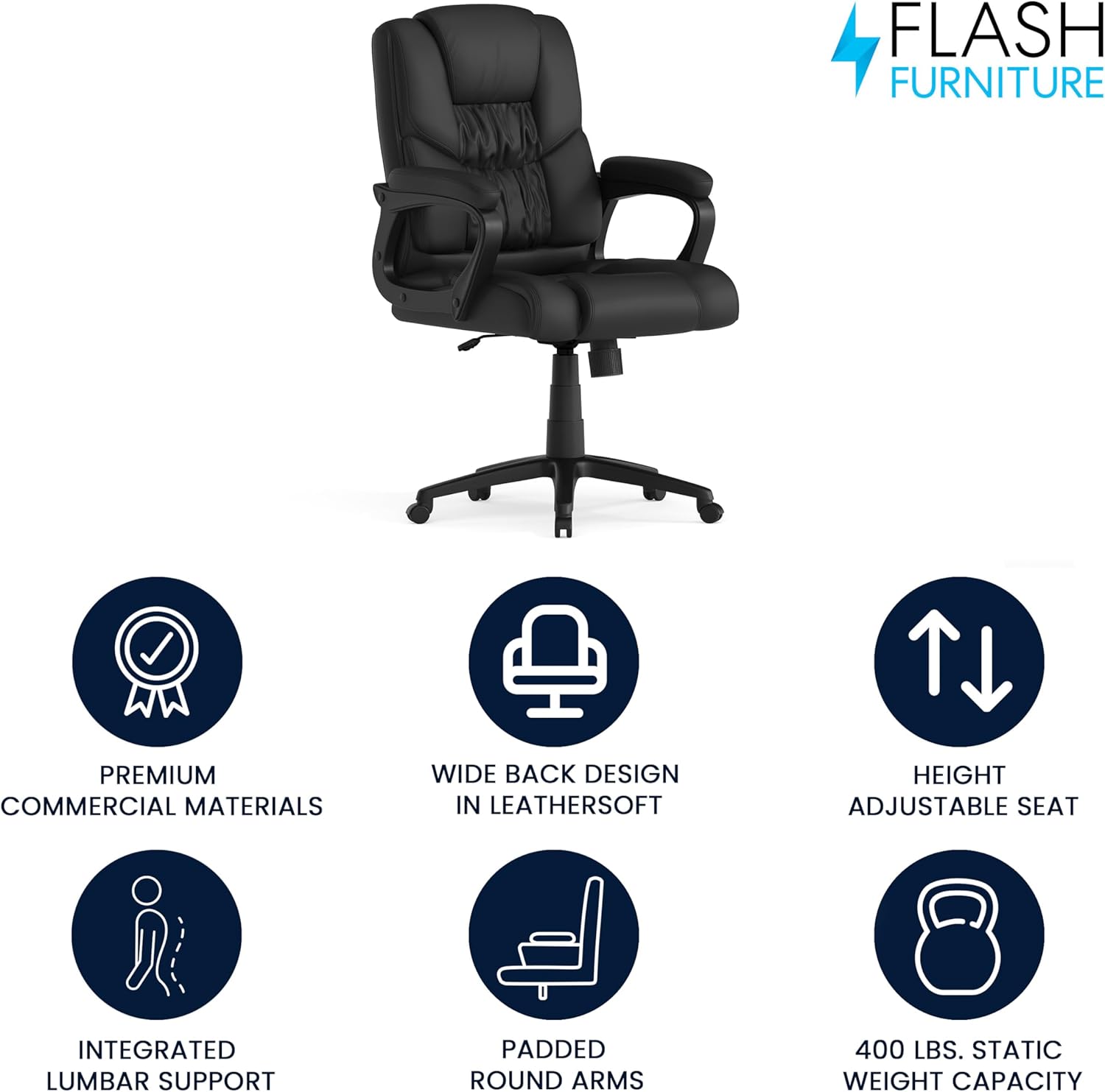 Flash Furniture Fundamentals Big & Tall Swivel LeatherSoft Office and Gaming Chair