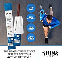 Think Jerky Original Beef Sticks, Gluten and Sugar Free, No Nitrates, Keto Paleo Friendly High Protein Low Carb Meat Snack - 1.0 oz Sticks, 20 Pack Original Grass-Fed Beef 1 Ounce (Pack of 20)