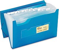 Office Depot Brand Polypropylene File, 13 Pocket, Expansion 12in, 8 1/2in x 11in, Letter, Blue, Pack of 1