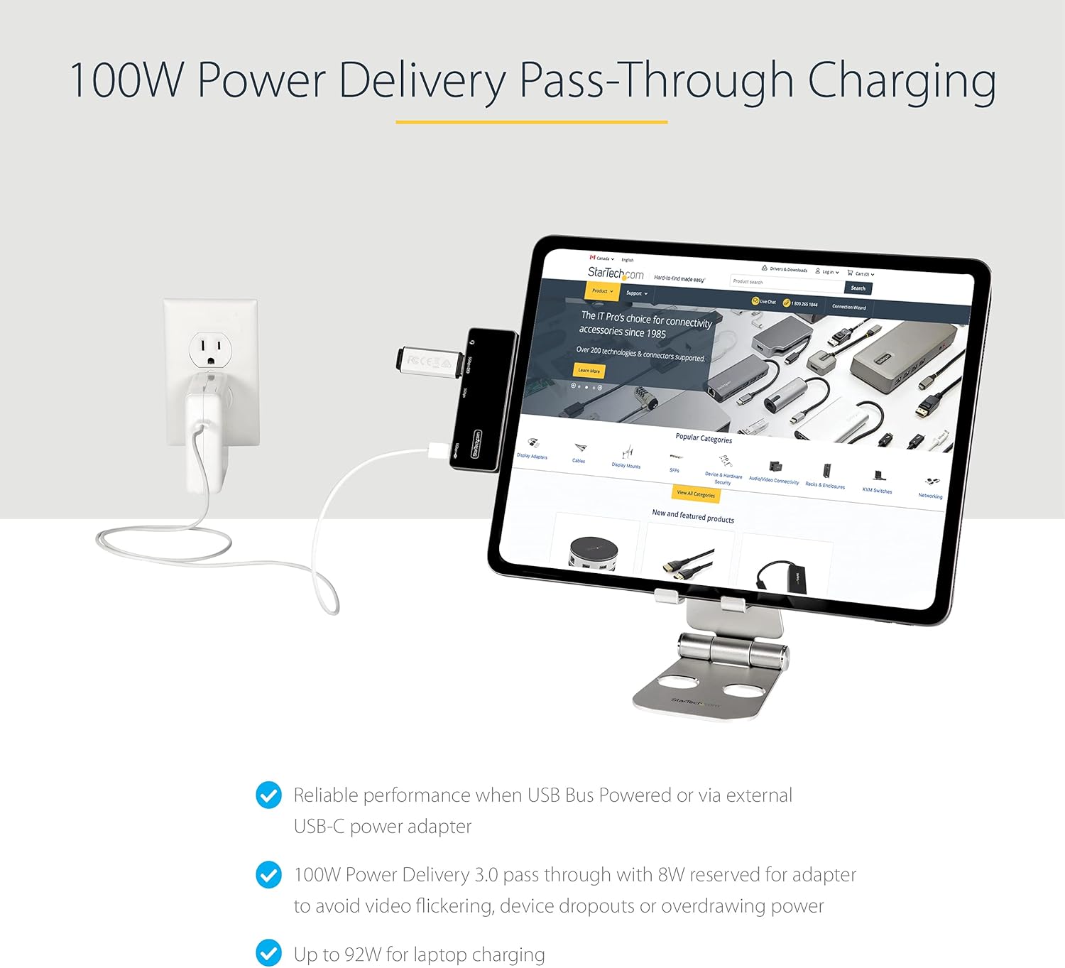 USB C Multiport Adapter - USB-C to 4K 60Hz HDMI 2.0, 100W Power Delivery Pass-Through Charging, 3-Port USB 3.0 Hub