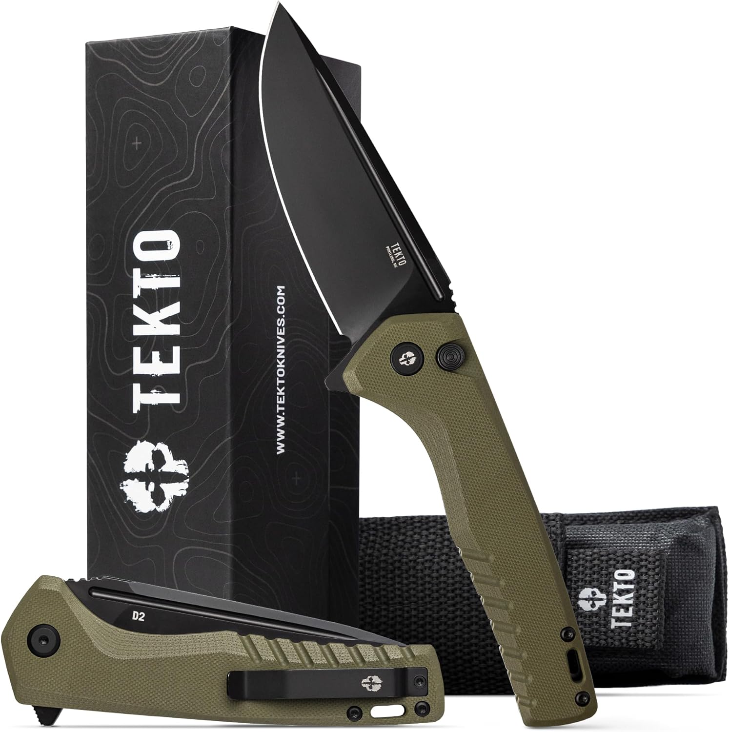 F3 Charlie Button Lock Folding Knife, Fine Edge Blade, Tactical OD Green G10 Handle