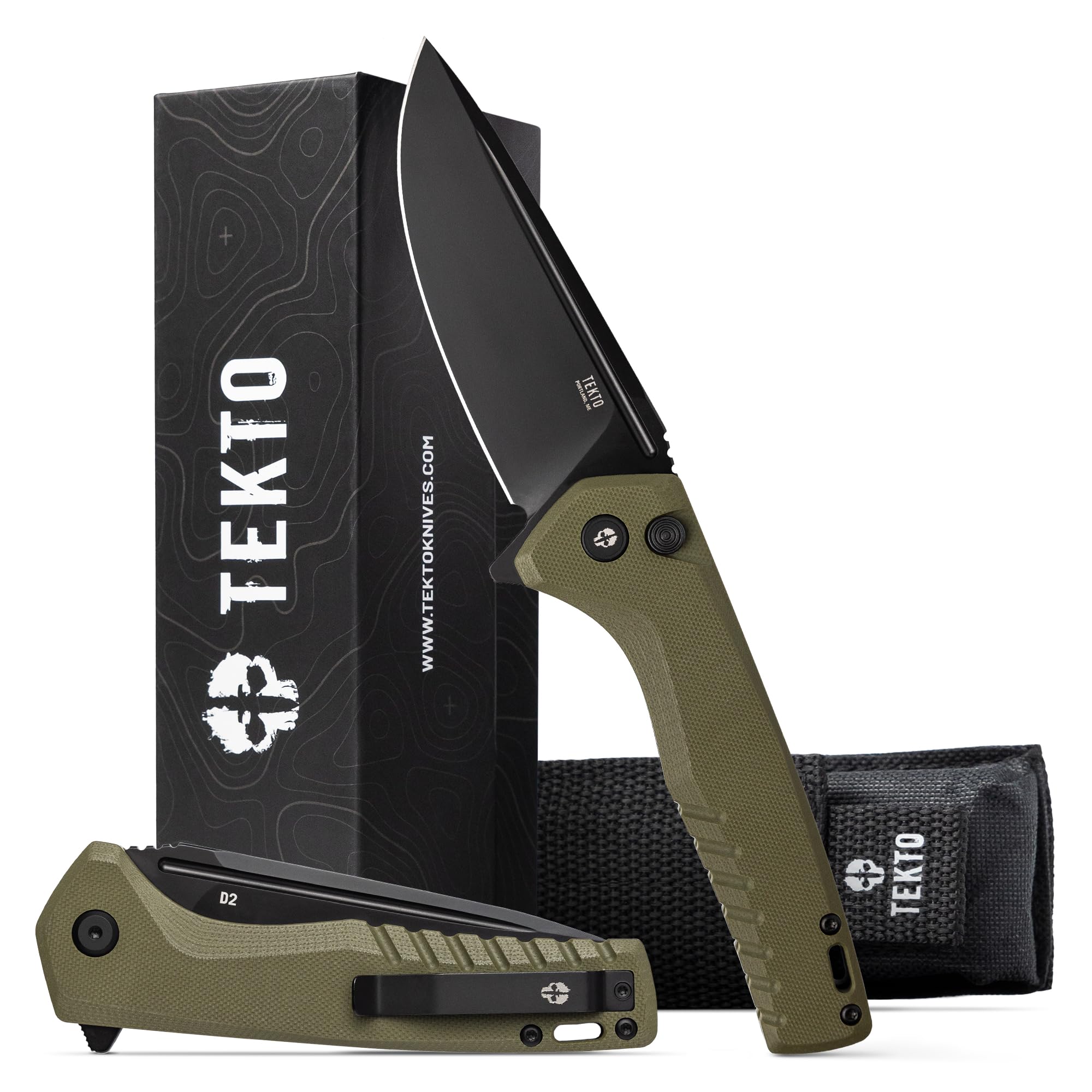F3 Charlie Button Lock Folding Knife, Fine Edge Blade, Tactical OD Green G10 Handle