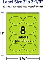 AVERY Printable Oval Labels, Sure Feed Technology, 2" x 3-1/3", Bright Green, Print-to-The-Edge, Laser/Inkjet Printable