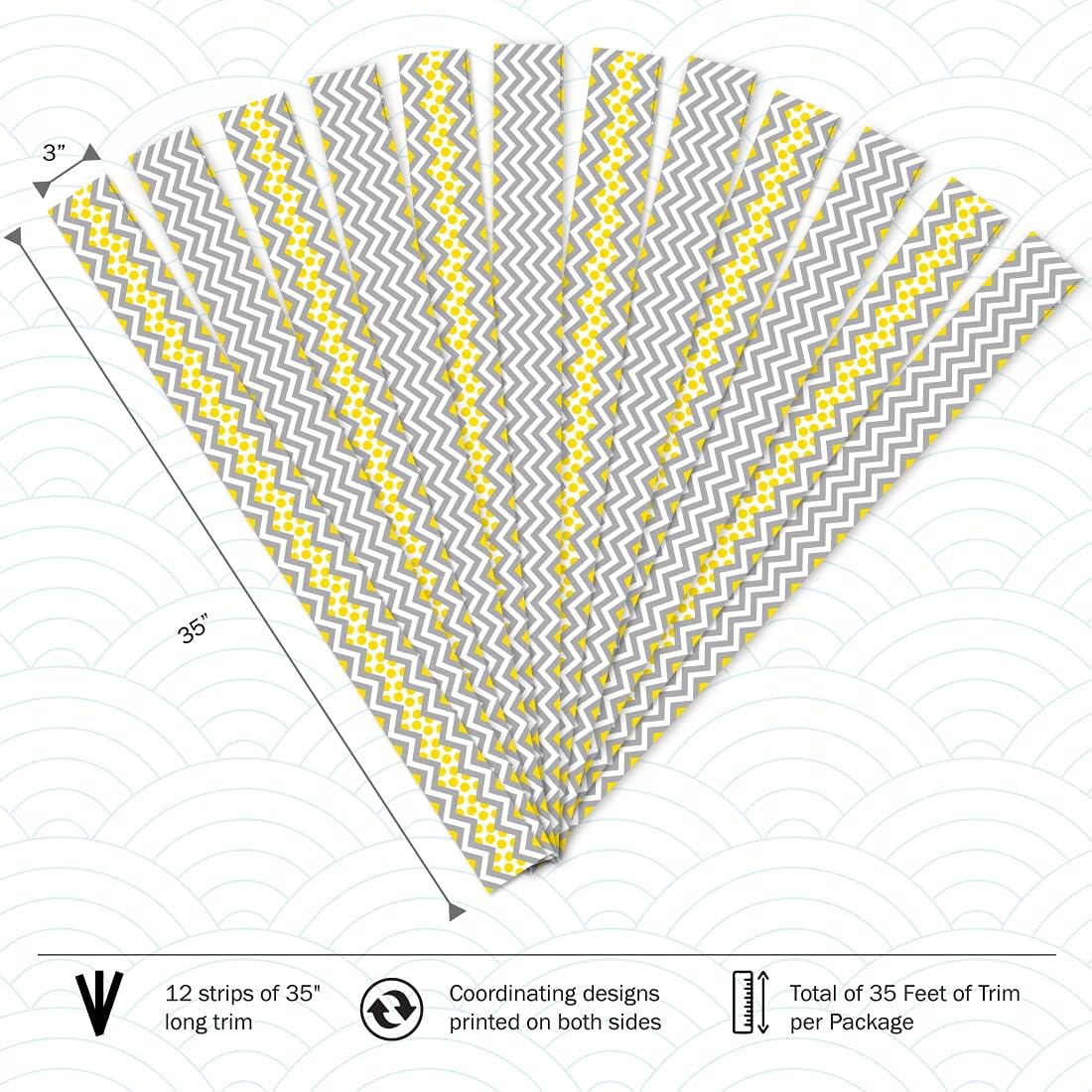 BARKER CREEK Double-Sided Chevron Border Strips, 3 in x 35 in