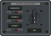 Blue Sea Systems 8366 AC Rotary Switch Panel 30 Ampere 3 positions + OFF, 2 Pole, Beige, 3.75" H x 5.25" W x 2.41" D