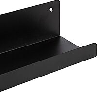 Kate and Laurel Mezzo Modern Metal Ledge Wall Shelf, 24" W x 4.25" D x 3" H, Black, Set of 2