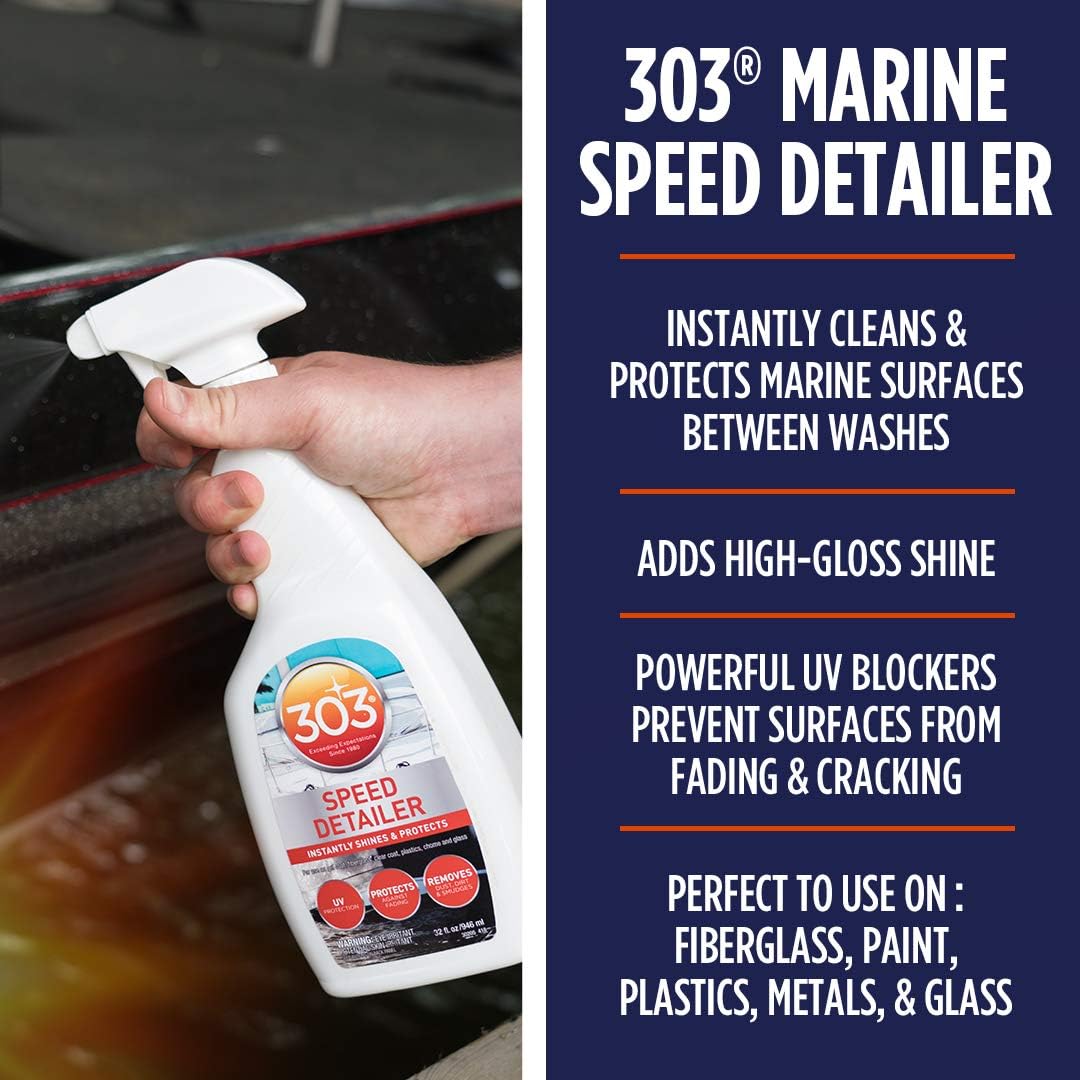 303 Products Marine Speed Detailer - Instantly Shines And Protects - UV Protection - Protects Against Fading - Removes Dust