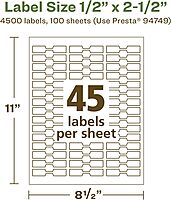 Avery EcoFriendly Matte White Recycled Barbell Labels 0.5 x 2.5