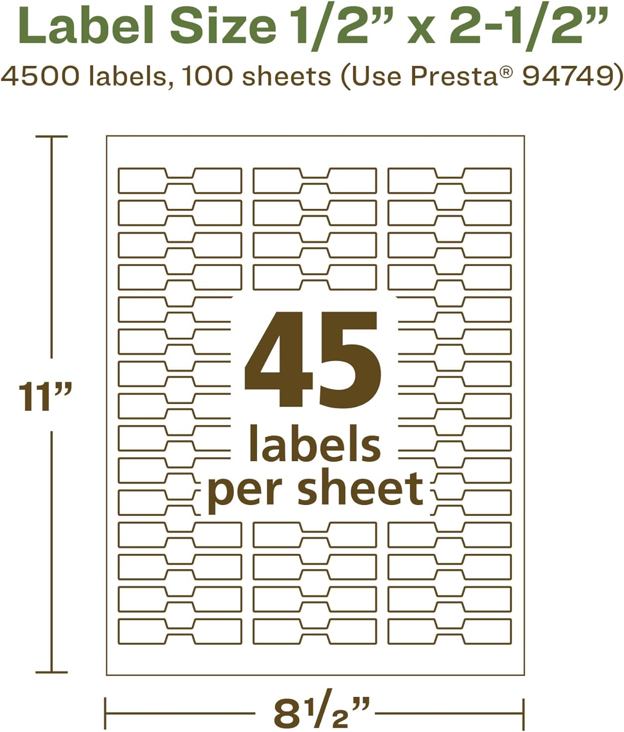 Avery EcoFriendly Matte White Recycled Barbell Labels 0.5 x 2.5
