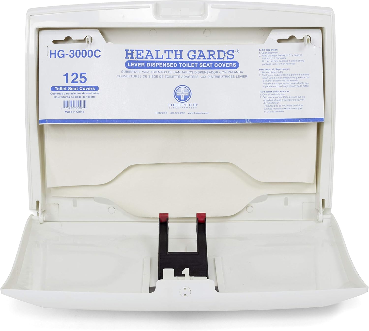 Hospeco Health Gards Lever Activated Toilet Seat Cover Dispenser System, White