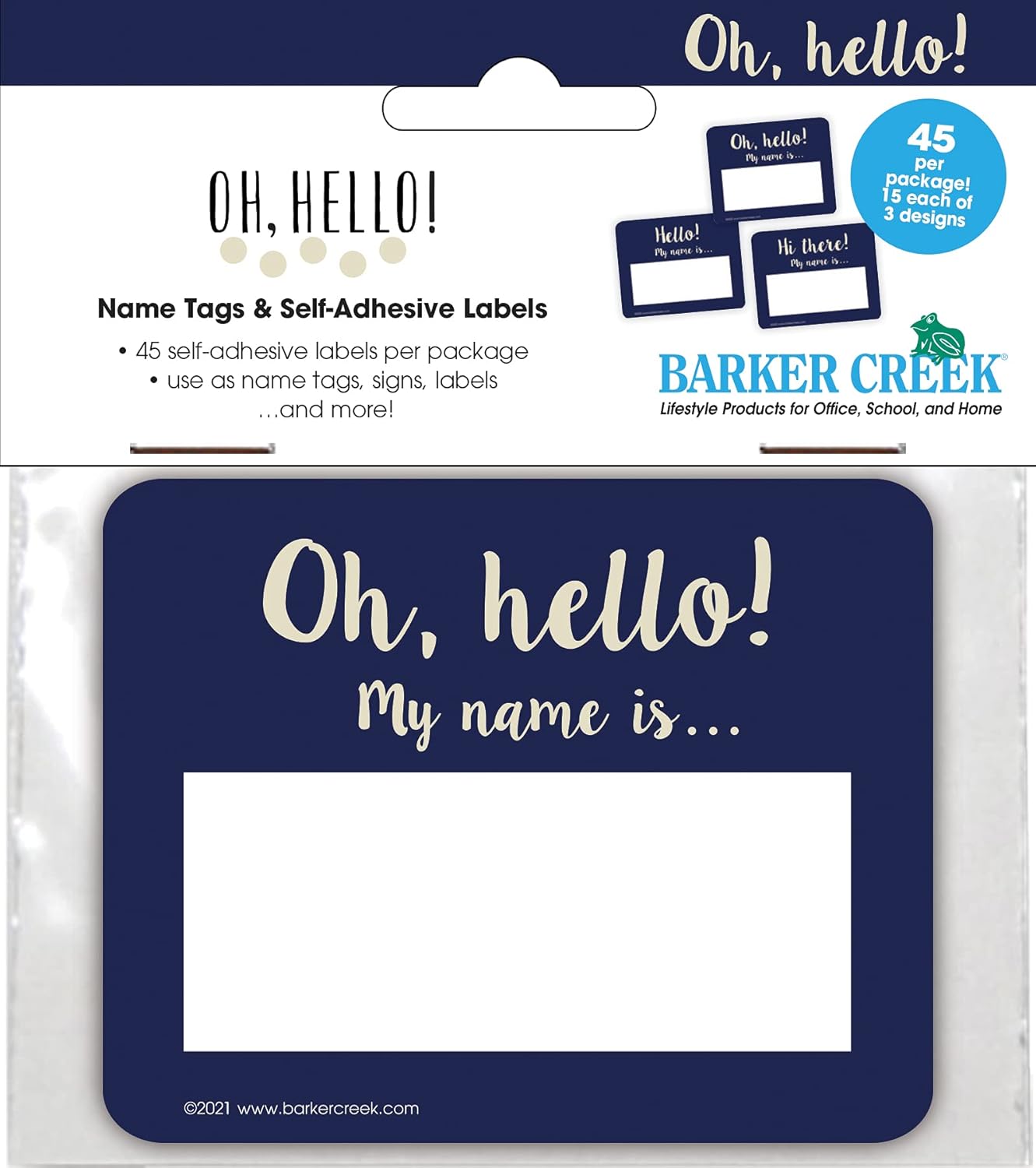 Barker Creek Name Badges & Self-Adhesive Labels, Oh, Hello!, Multi-Design, Multi Purpose, Use as Name Tags, Gift Tags