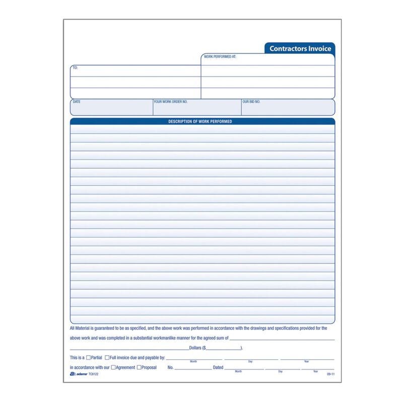 Adams Contractor’s Invoice Book, 3-Part, 50 Sets per Book, 50 Pages (ABFTC8122) 1-Pack