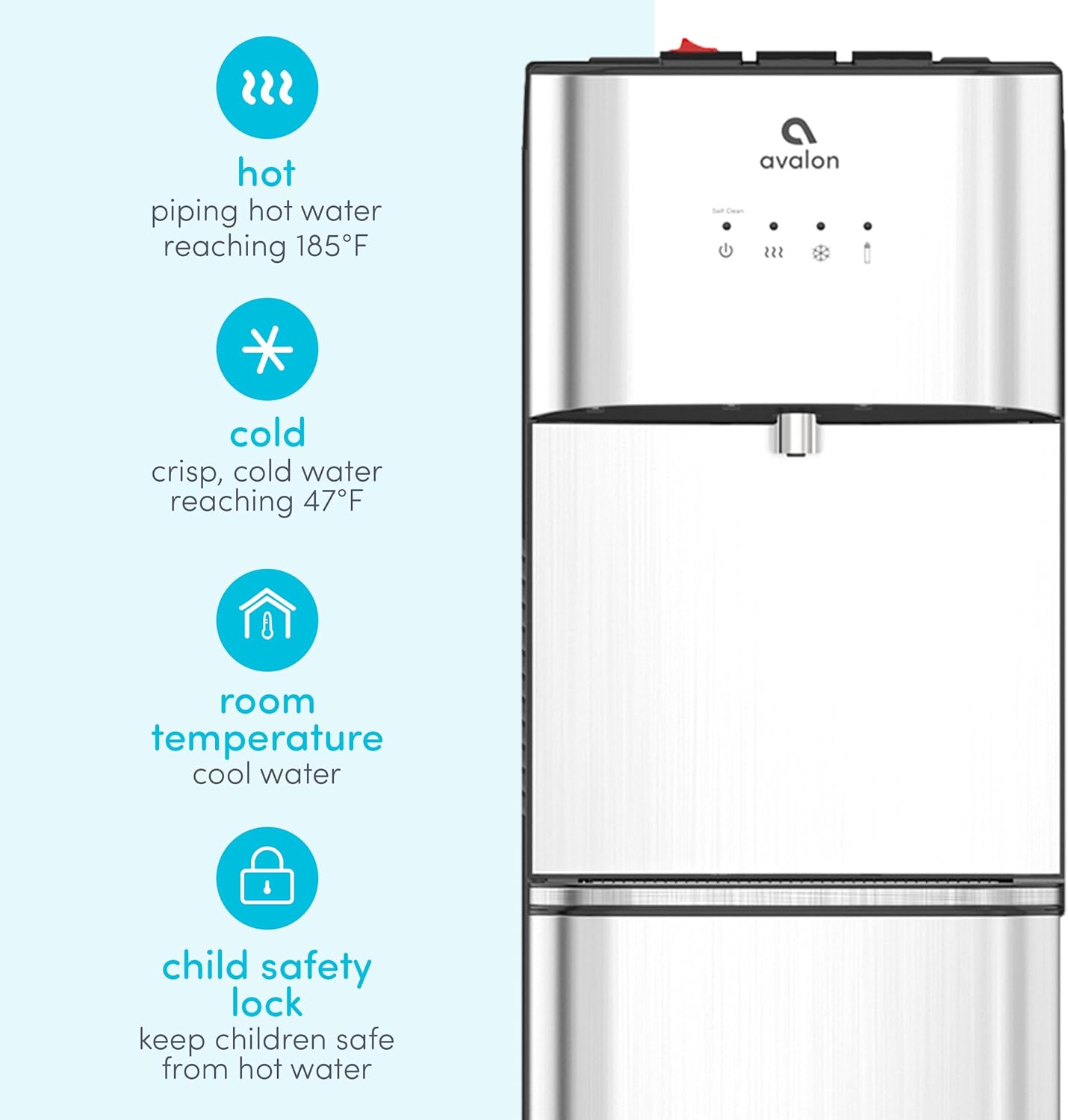 Avalon Limited Edition Self Cleaning Water Cooler Water Dispenser - 3 Temperature Settings - Hot, Cold & Room Water