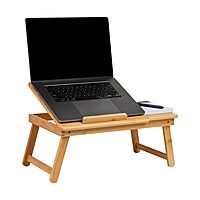 Mind Reader Lap Desk Laptop Stand, Bed Tray, Dorm Room, Folding Legs, Rayon From Bamboo, 19.75"L x 12"W x 8.25"H, Brown