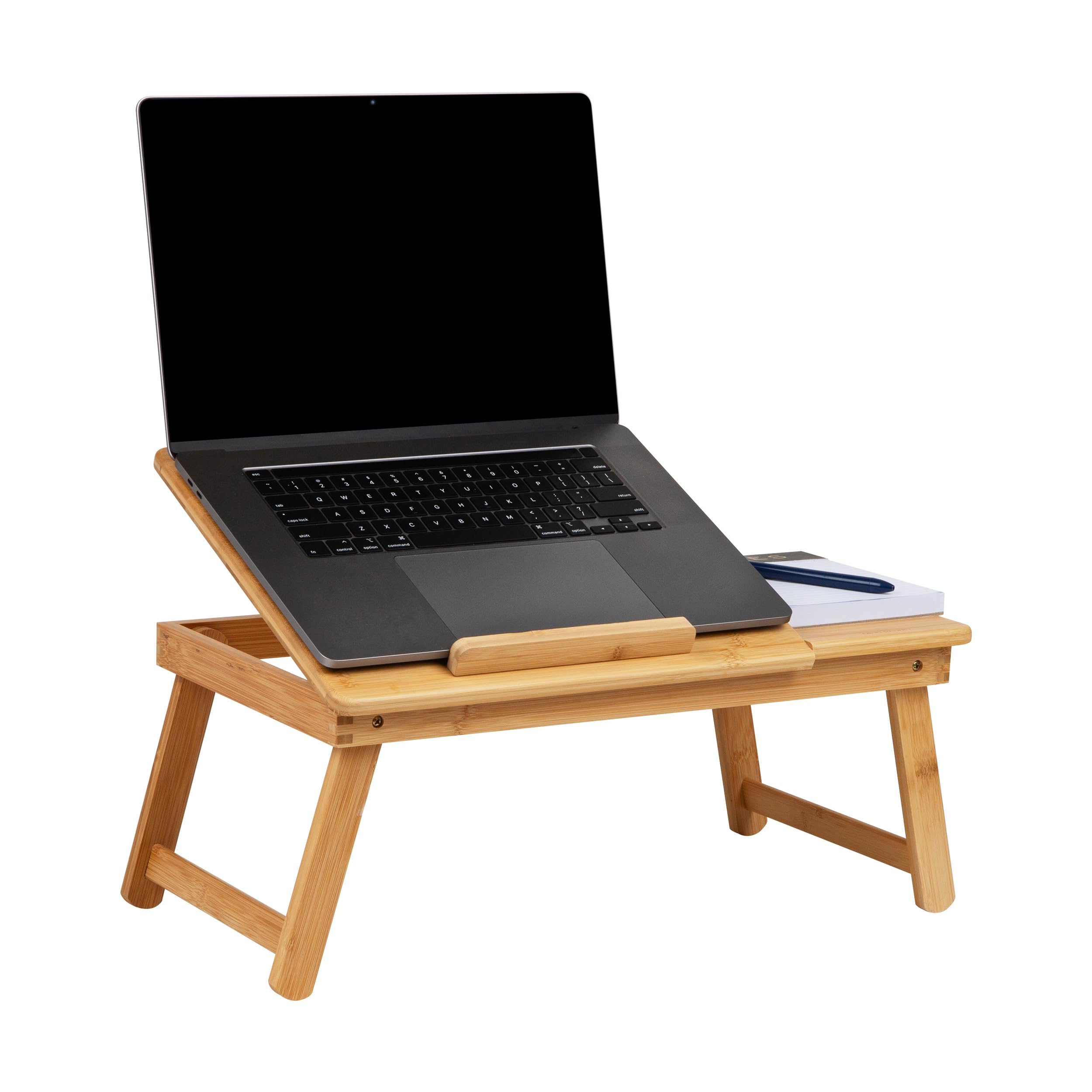 Mind Reader Lap Desk Laptop Stand, Bed Tray, Dorm Room, Folding Legs, Rayon From Bamboo, 19.75"L x 12"W x 8.25"H, Brown