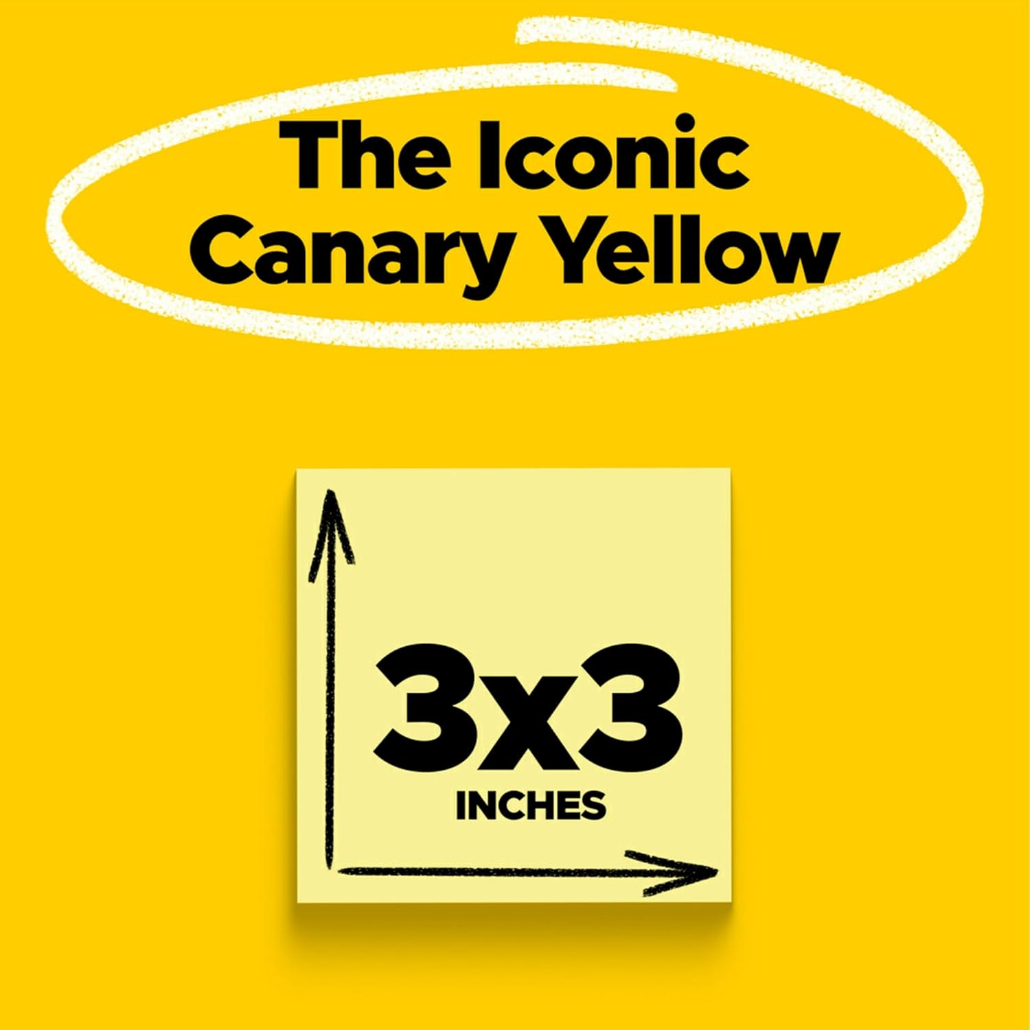 Post-it Notes, 3 in x 3 in, 18 Sticky Notes Pads, 100 Sheets per Pad, The Iconic Canary Yellow Note