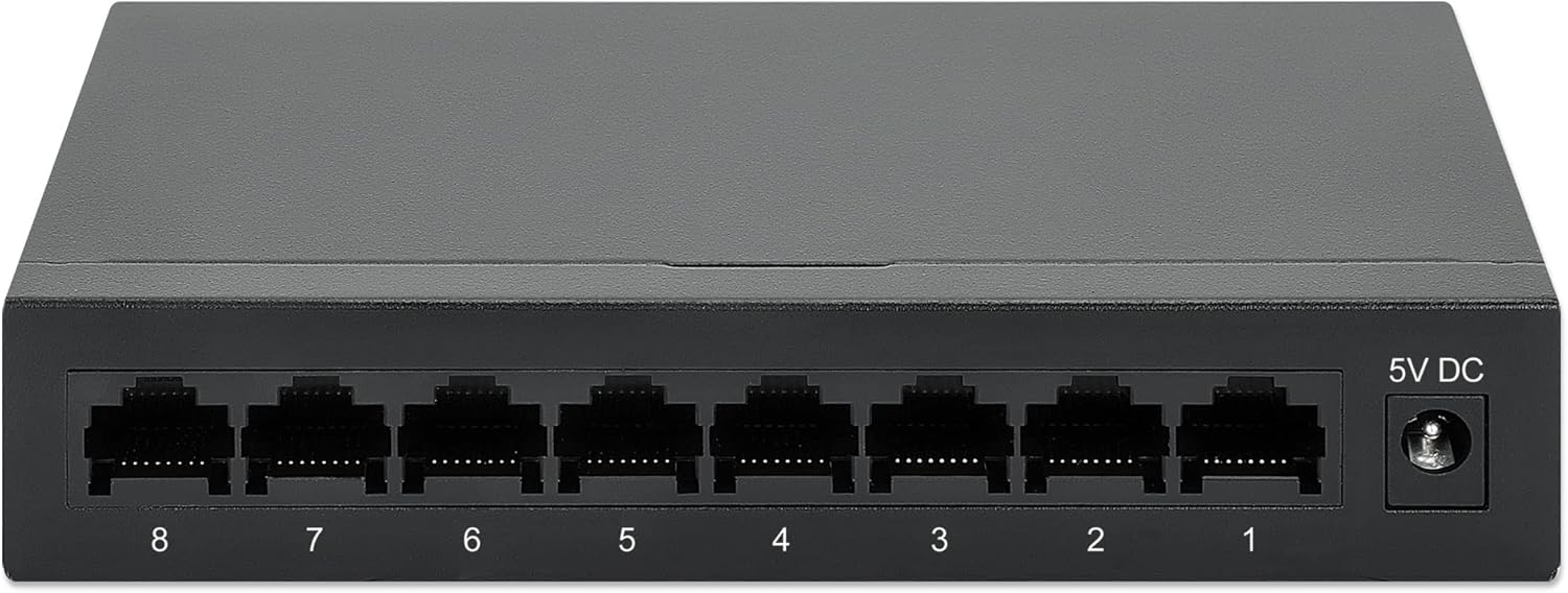 Intellinet 8-Port Gigabit Ethernet Network Switch - Ethernet Splitter - Unmanaged | Plug & Plug | Fanless Metal Housing