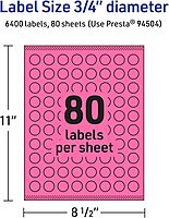 AVERY Printable Round Labels, Sure Feed Technology, 3/4" Diameter, Bright Pink, Print-to-The-Edge, Laser/Inkjet