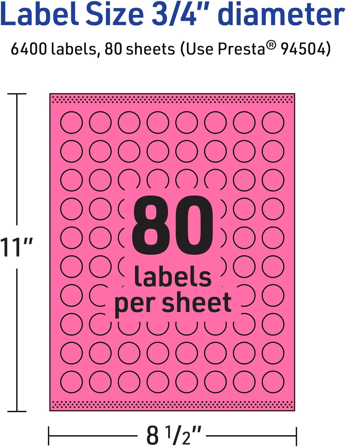 AVERY Printable Round Labels, Sure Feed Technology, 3/4" Diameter, Bright Pink, Print-to-The-Edge, Laser/Inkjet
