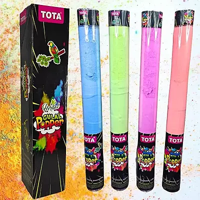 TOTA Herbal Gulal Popper | Vibrant Holi Color Blast (50cm, 4 x 100g, Multicolor)