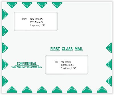 COMPLYRIGHT First Class Double-Window Tax Mailer Envelopes
