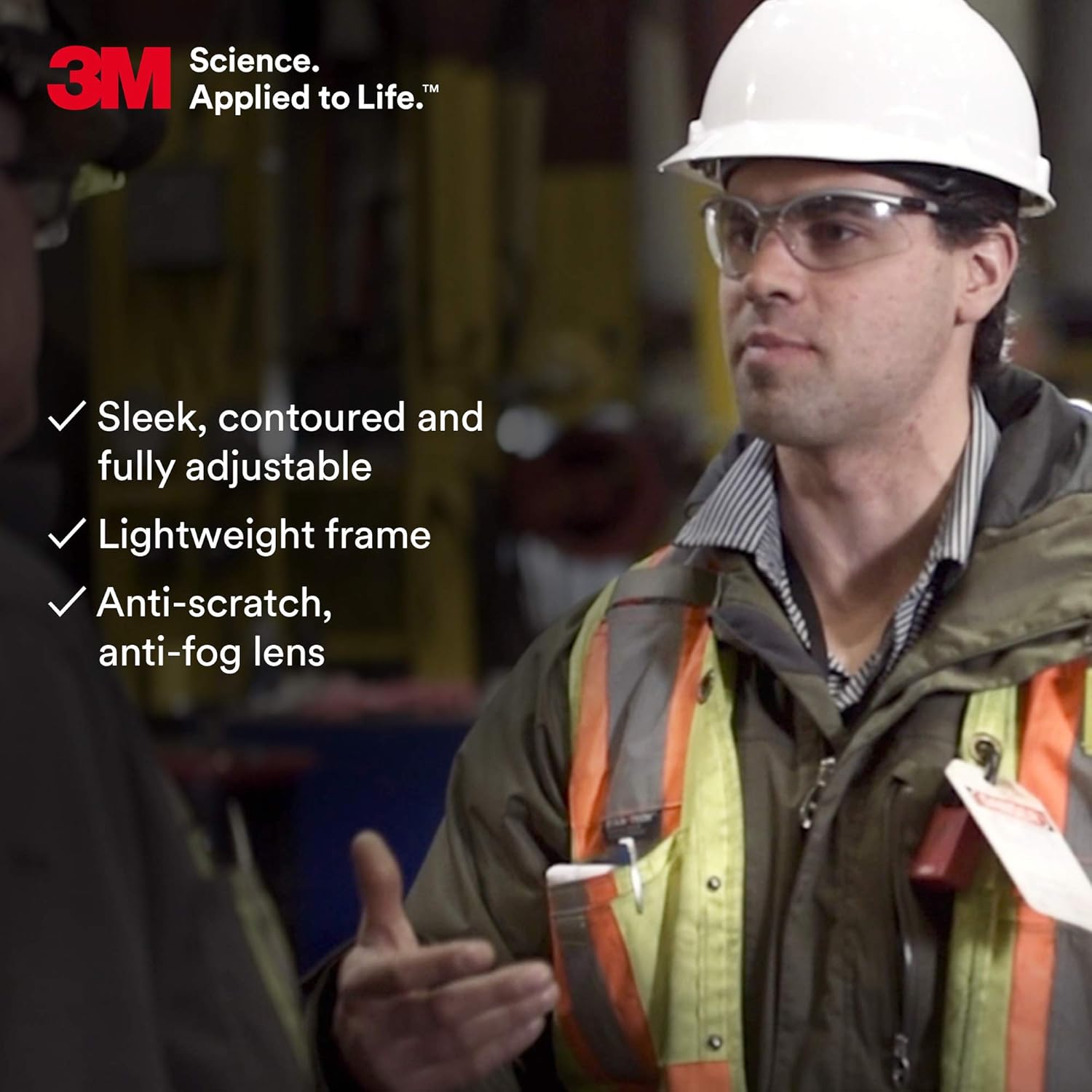 3M BX Safety Glasses, 20 Pair, ANSI Z87, Anti-Fog Anti-Scratch Clear Lens, Silver/Black Frame