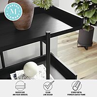 Martha Stewart Emmett 3 Shelf Storage Display Unit Bookcase with Metal, Set of 1, Walnut Wood Grain/Polished Brass Frame