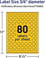 Avery Printable Round Labels, 3/4 in, Bright Yellow, Sure Feed Technology