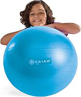 Gaiam Kids Balance Ball - Exercise Stability Yoga Ball, Kids Alternative Flexible Seating for Active Children in Home or Classroom (Satisfaction Guarantee), 45cm Blue 45cm