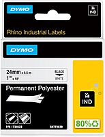 DYMO Rhino Industrial Permanent Polyester Labels, Black Print on White Tape
