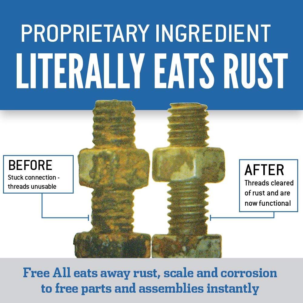 Free All Rust Eater Deep Penetrating Oil, 11 oz Aerosol – Loosens Rusted Bolts, Nuts