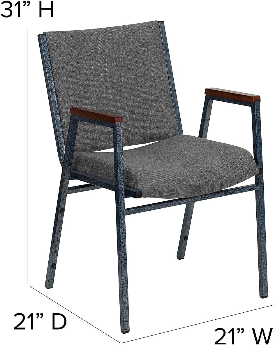 Flash Furniture HERCULES Series Heavy Duty Fabric Stack Chair with Arms and Ganging Bracket