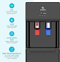 Avalon A6BLWTRCLRBLK Touchless Bottom Loading Cooler Dispenser-Hot & Cold Water, Child Safety Lock, Innovative Slim Design, Holds 3 or 5 Gallon Bottles-UL-Black