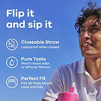 HYDRO FLASK Wide Mouth Flex Straw Cap Bottle - Insulated Stainless Steel