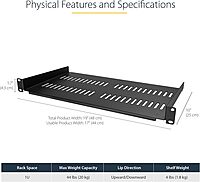 StarTech.com 1U Adjustable Server Rack Mount Shelf - 19" 4-Post