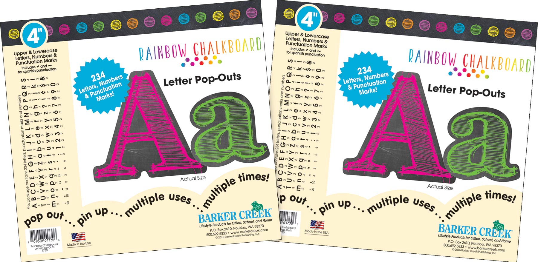 Barker Creek 4" Letter Pop-Outs, Die-Cut Letters, Numbers & Punctuation