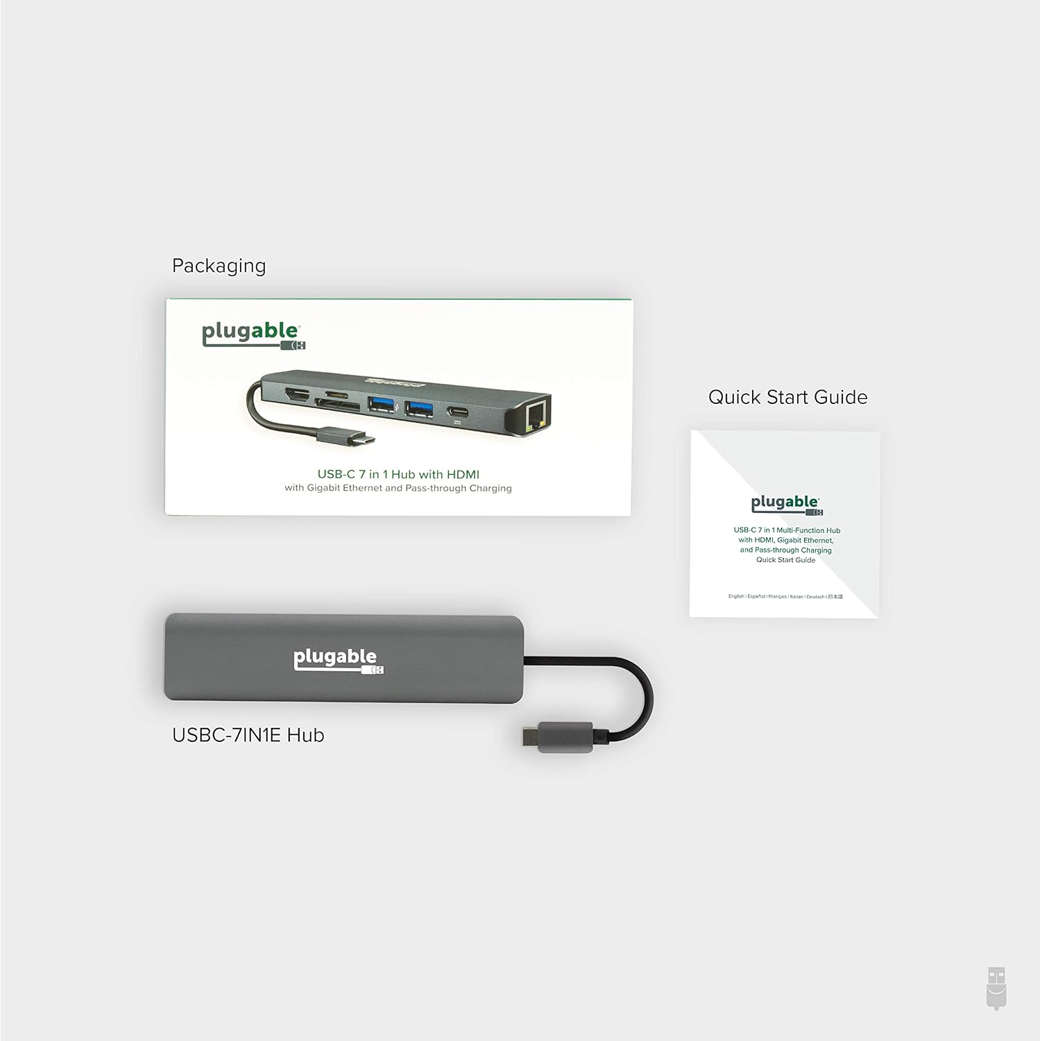 Plugable 7-in-1 USB C Hub Multiport Adapter with Ethernet Driverless Compatibility with Mac, Windows, iPhone 15, Chromebook