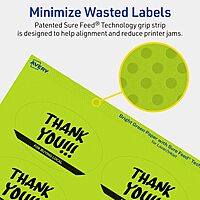 AVERY Printable Oval Labels, Sure Feed Technology, 2" x 3-1/3", Bright Green, Print-to-The-Edge, Laser/Inkjet Printable